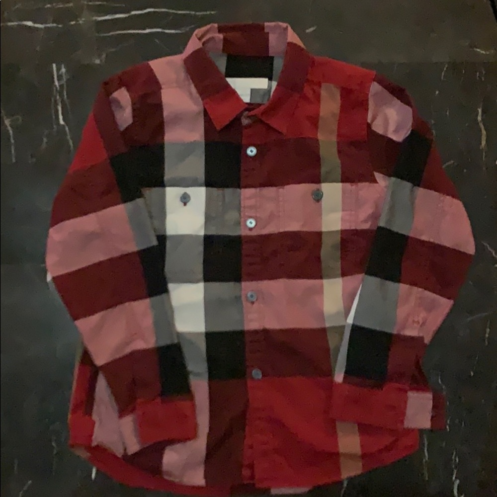 Boys Plaid Button-Down Shirt - Red Multi